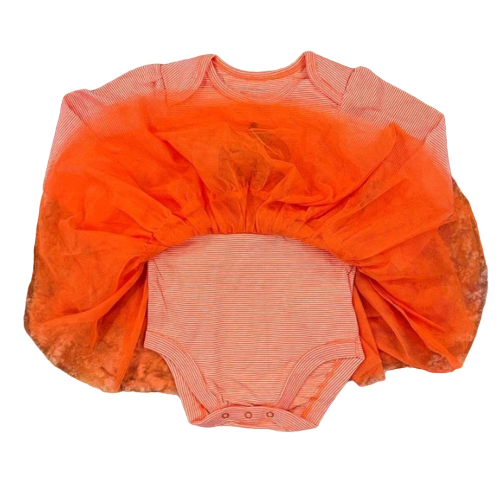 NWT Children's Place Orange/White Stripe W/Halloween Pumpkin Tutu Dress - - Picture 4 of 9